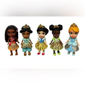 Disney Princess 3” Figures: Moana, Jasmine, Snow White, Tiana & Cinderella